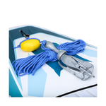 Anchor with rope on deck of paddle board